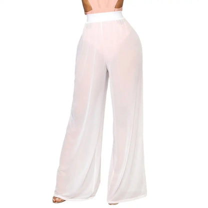 Transparente Mesh-Strandhose Damen – High-Waist Loose Fit Beach Cover-Up Sommer