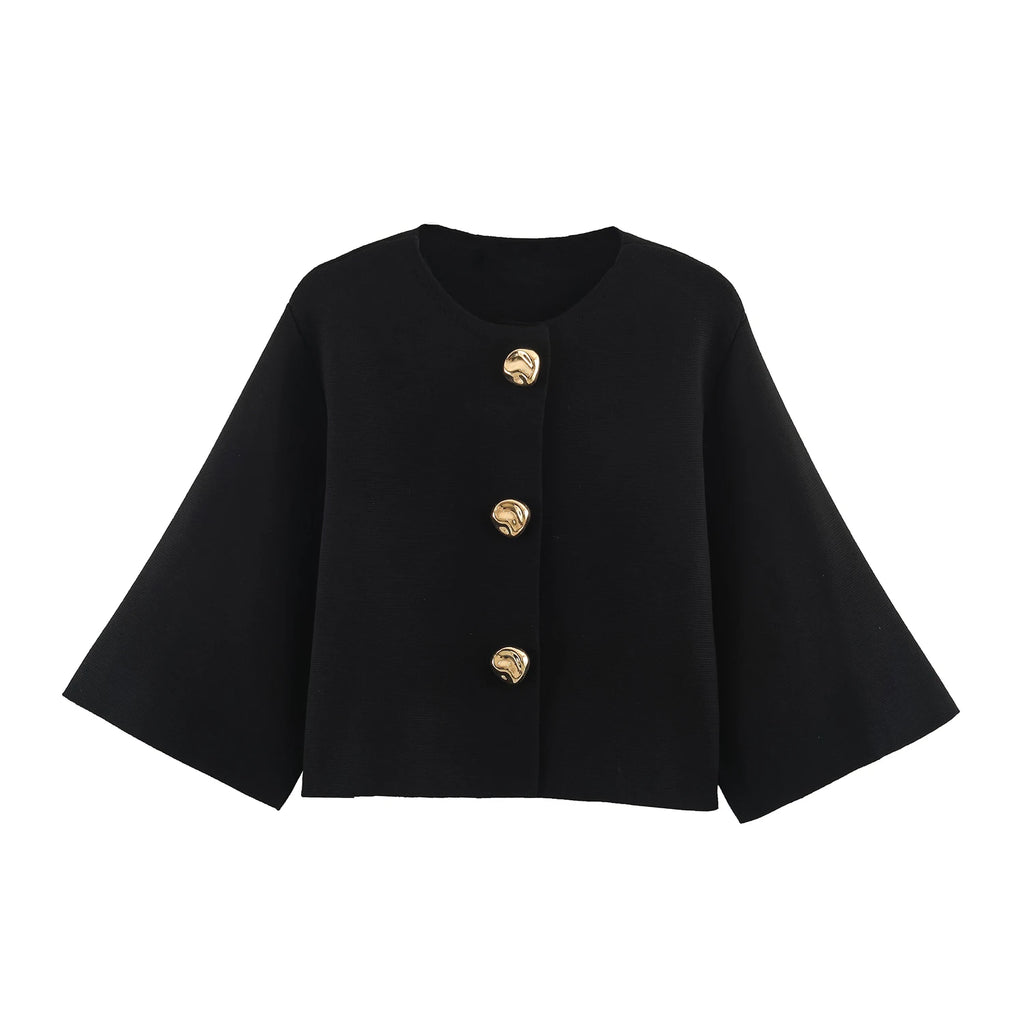 Strick-Cardigan Flare-Ärmel Gold - JWANOFFIZIELL
