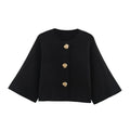 Strick-Cardigan Flare-Ärmel Gold - JWANOFFIZIELL