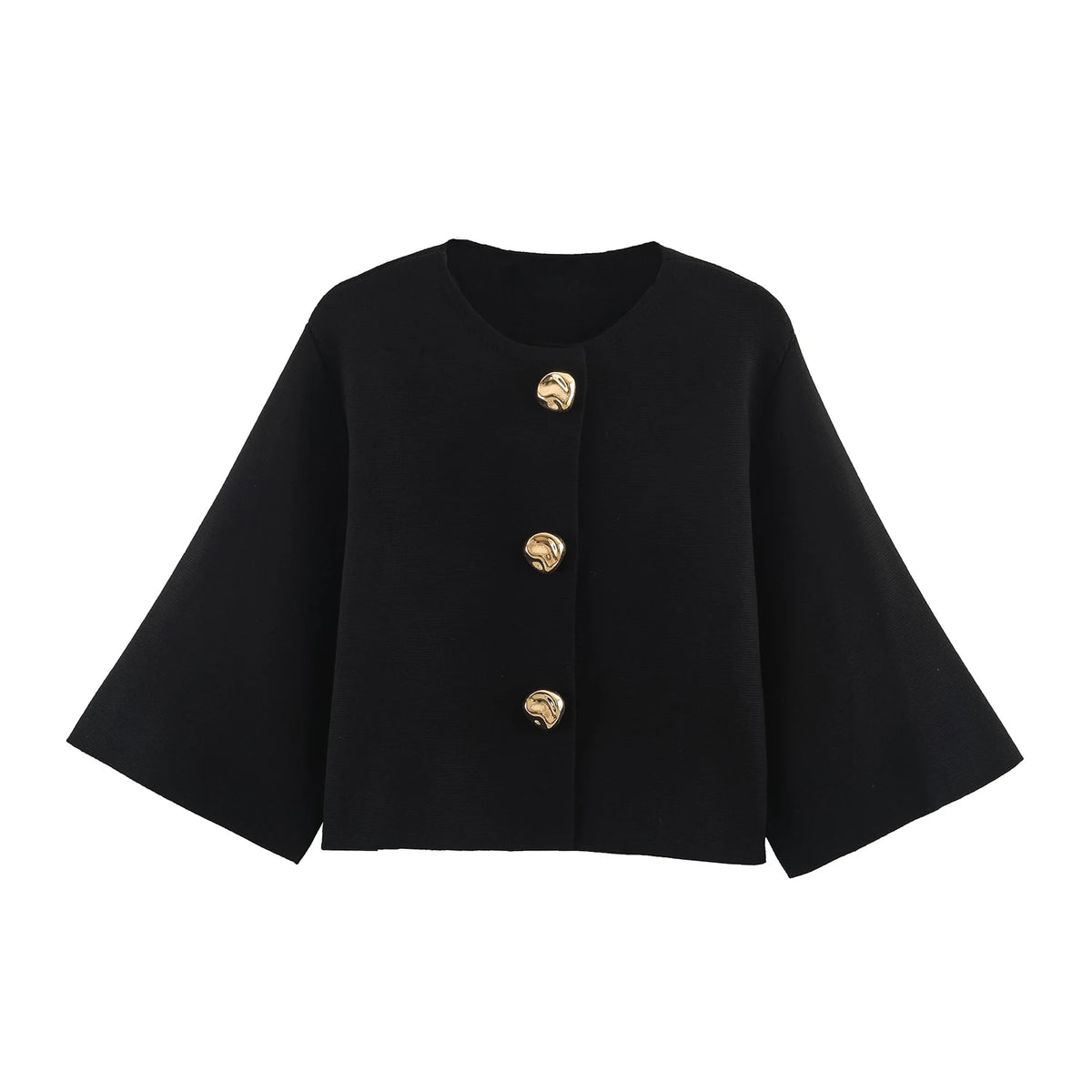 Strick-Cardigan Flare-Ärmel Gold - JWANOFFIZIELL