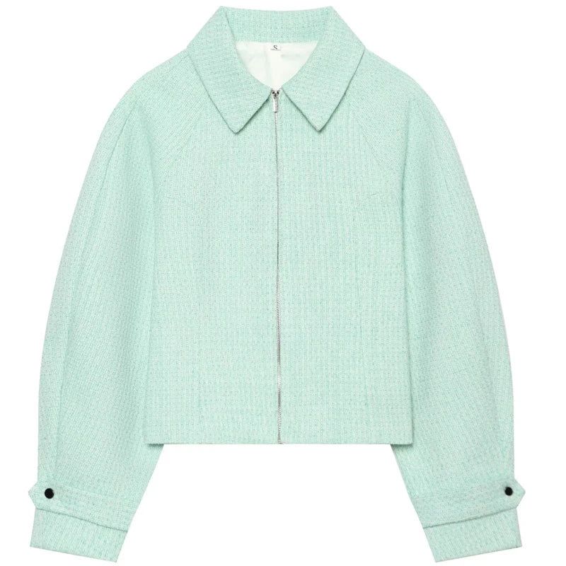 Cropped Tweed-Jacke Mint - JWANOFFIZIELL