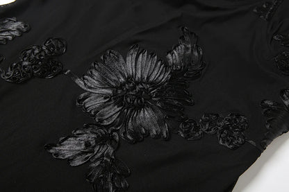 Blumen-Stickerei-Maxikleid Damen – Rückenfreies Bandage Tief-V Sommerkleid Elegant