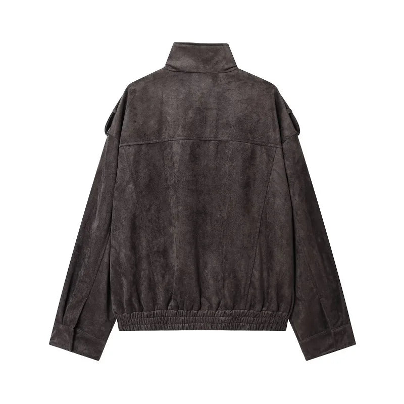 Veloursleder-Bomberjacke Oversize - JWANOFFIZIELL