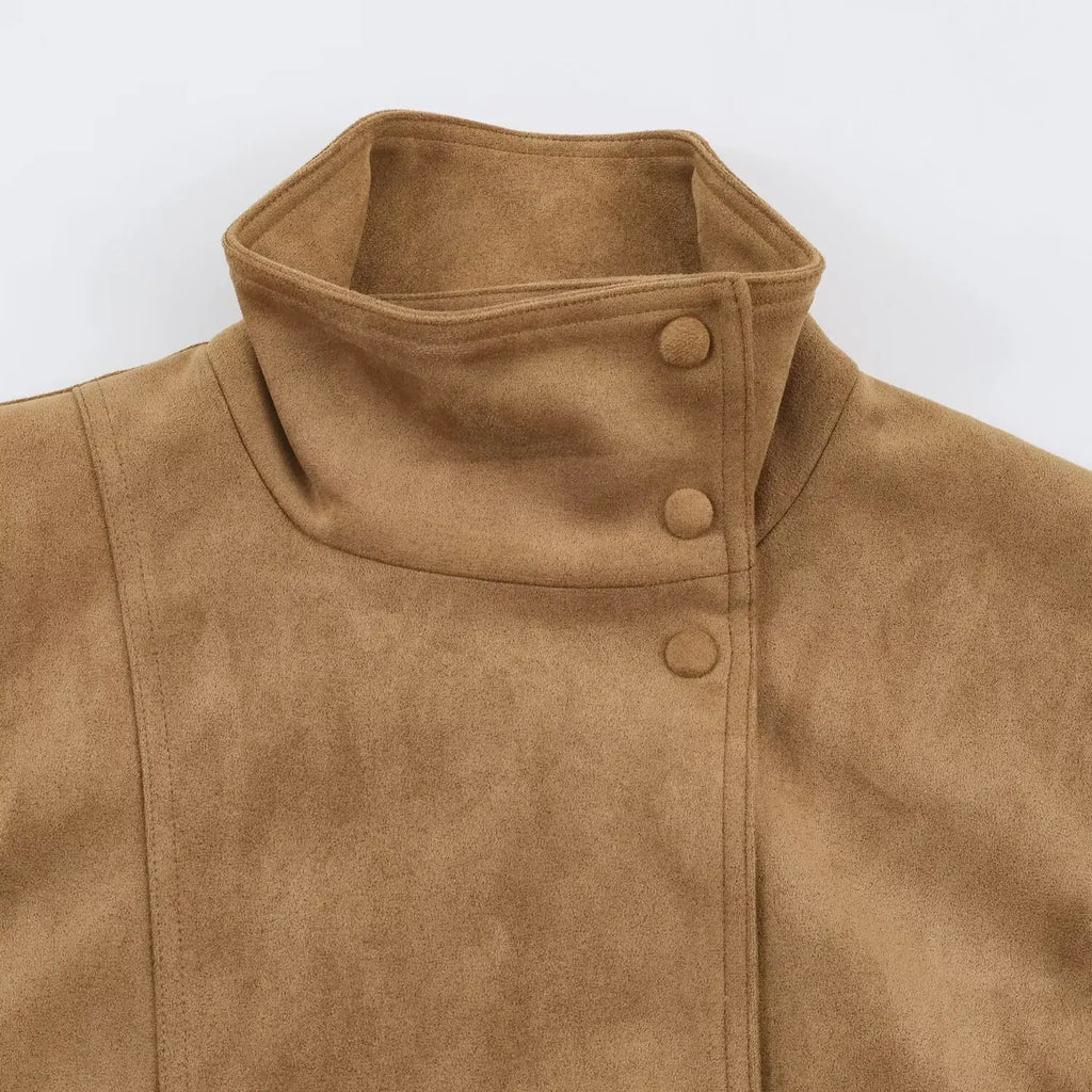 Veloursleder-Jacke Gürtel Minimal - JWANOFFIZIELL