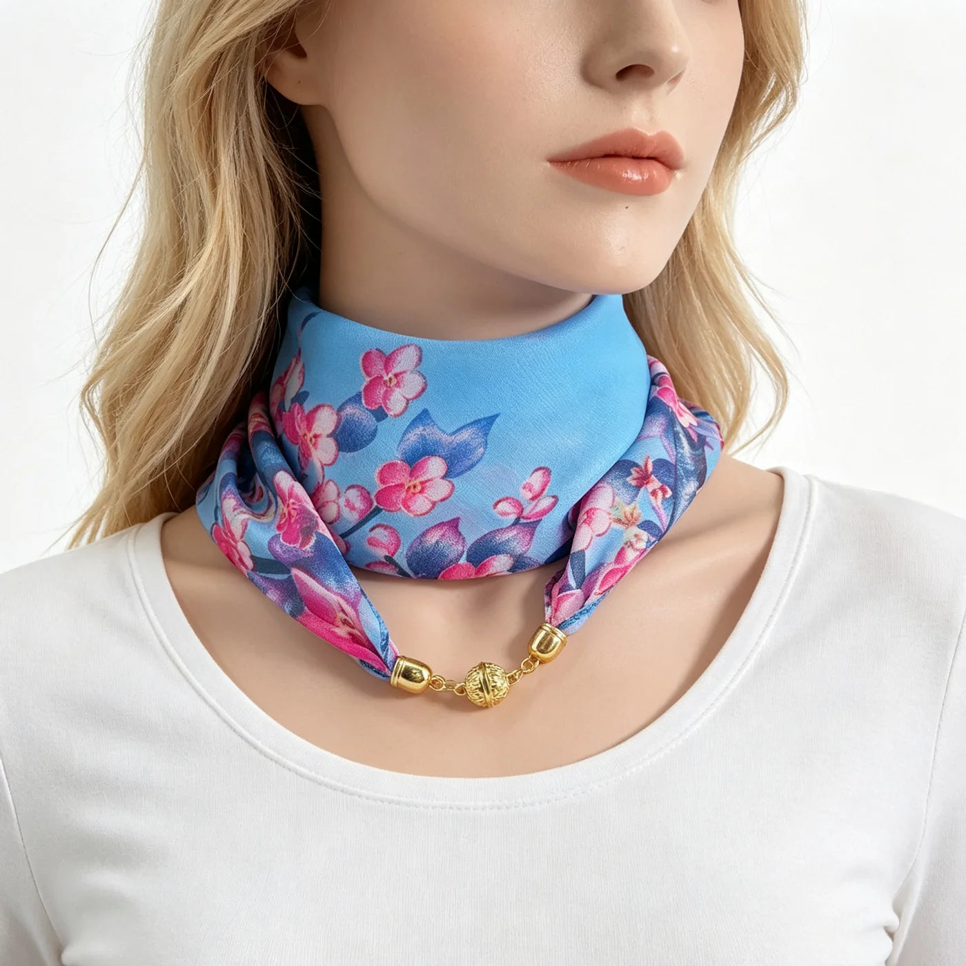 Blumen-Print Halstuch mit Magnetverschluss - JWANOFFIZIELL