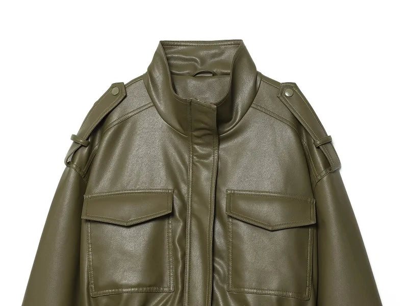 Kunstleder-Bomberjacke Cropped - JWANOFFIZIELL