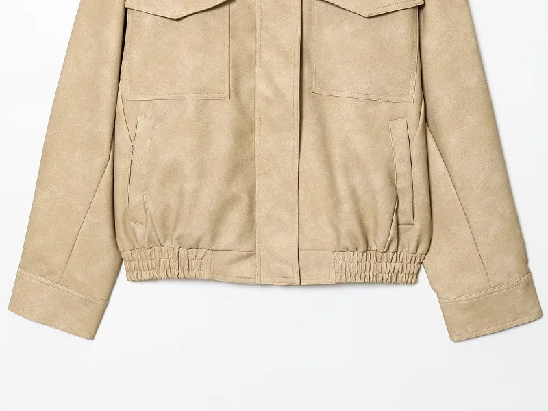 Veloursleder-Bomberjacke Oversize - JWANOFFIZIELL