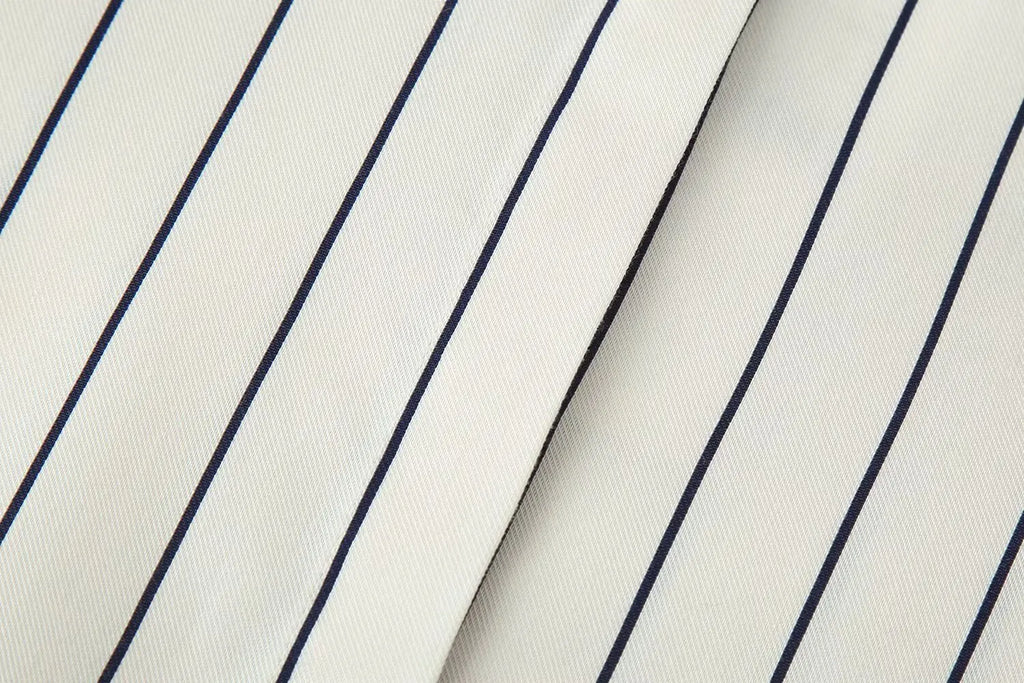 Beige Streifen-Set Puffärmel-Hemd & Hose - JWANOFFIZIELL