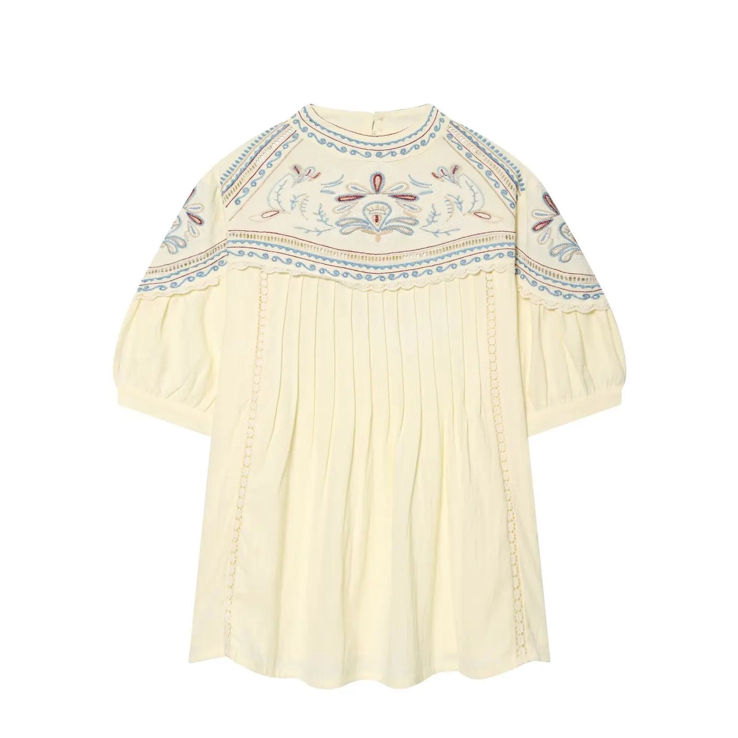 Elegantes Stickerei-Set – Lässiges Hemd & Mini-Shorts für den Sommer