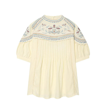 Elegantes Stickerei-Set – Lässiges Hemd & Mini-Shorts für den Sommer