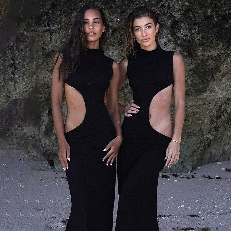 Damen Sexy Cut-Out Maxi Kleid