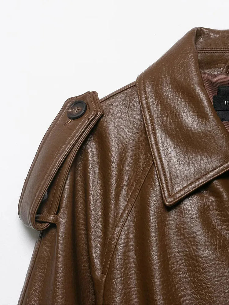 Kunstleder-Trenchcoat mit Gürtel - JWANOFFIZIELL