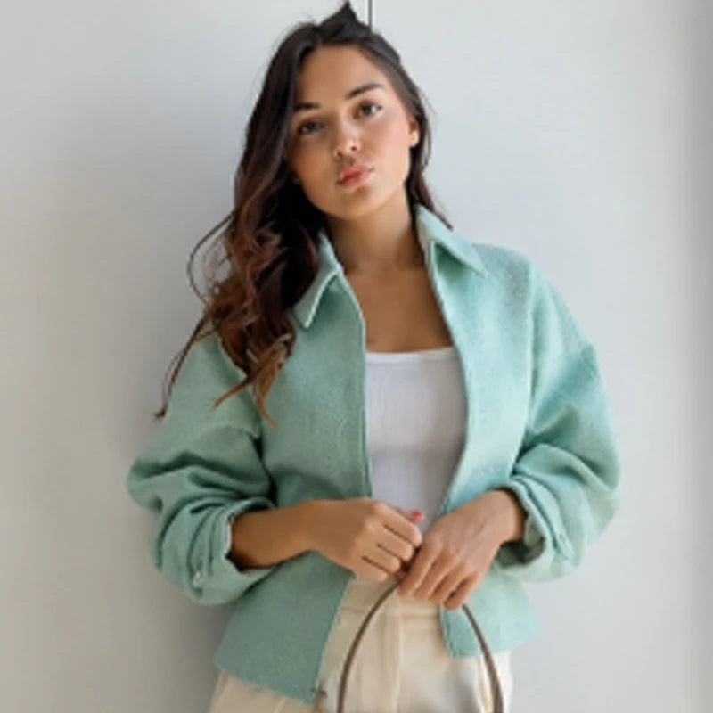 Cropped Tweed-Jacke Mint - JWANOFFIZIELL