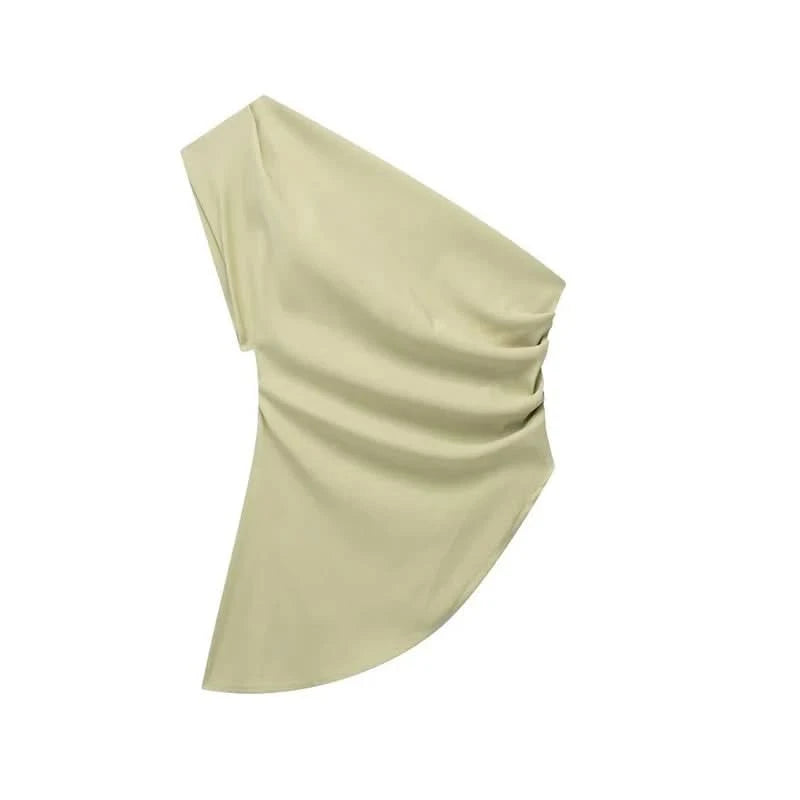 Asymmetrisches Off-Shoulder Top in Grün - JWANOFFIZIELL