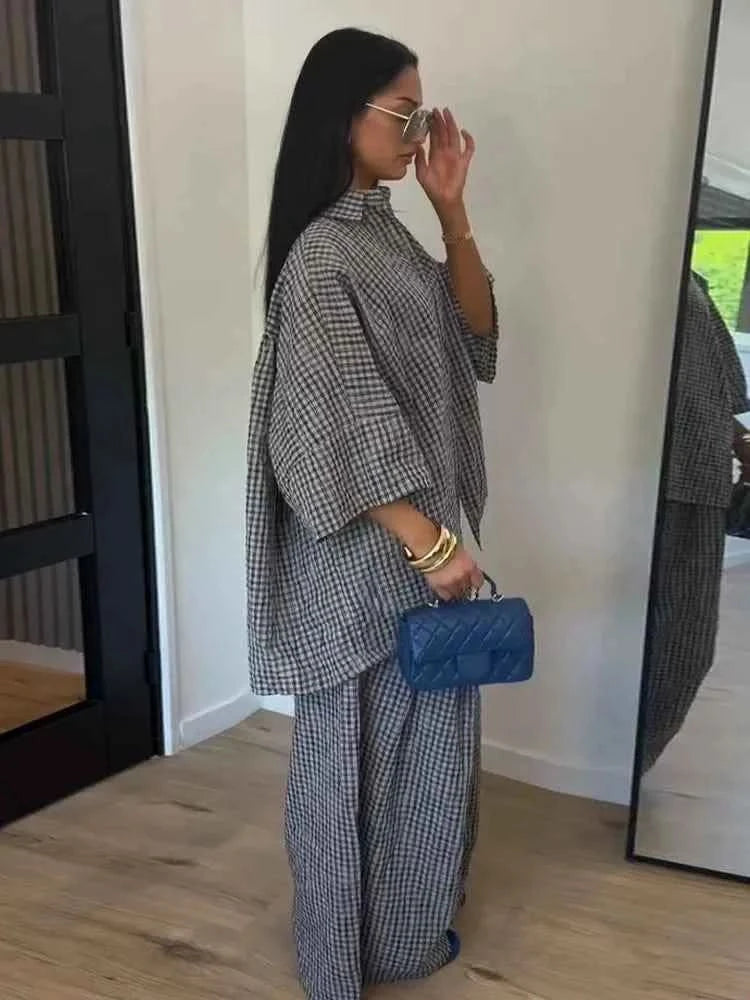 Karo Blazer-Hosen Set