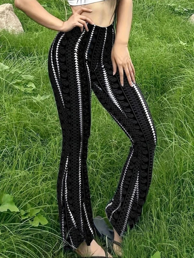 Retro-Print Flared Leggings - JWANOFFIZIELL