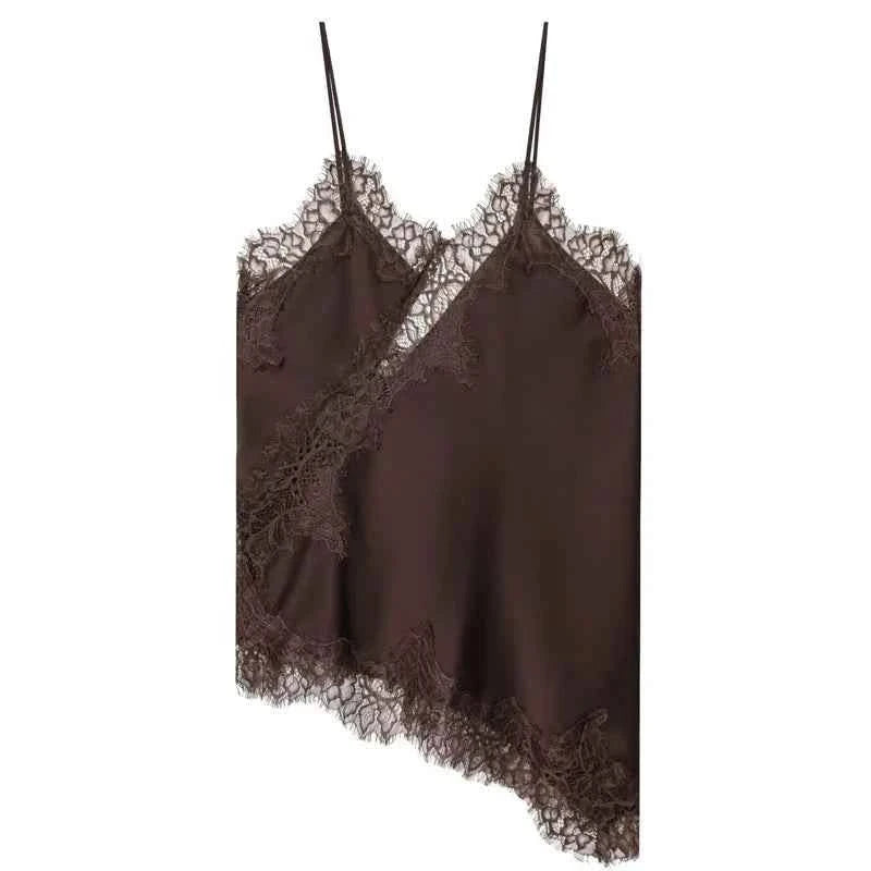 Spitzen Camisole Off-Shoulder in Braun - JWANOFFIZIELL