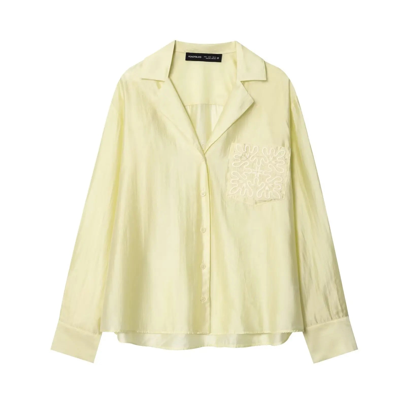 Bestickte Transparente Bluse mit Reverskragen - JWANOFFIZIELL