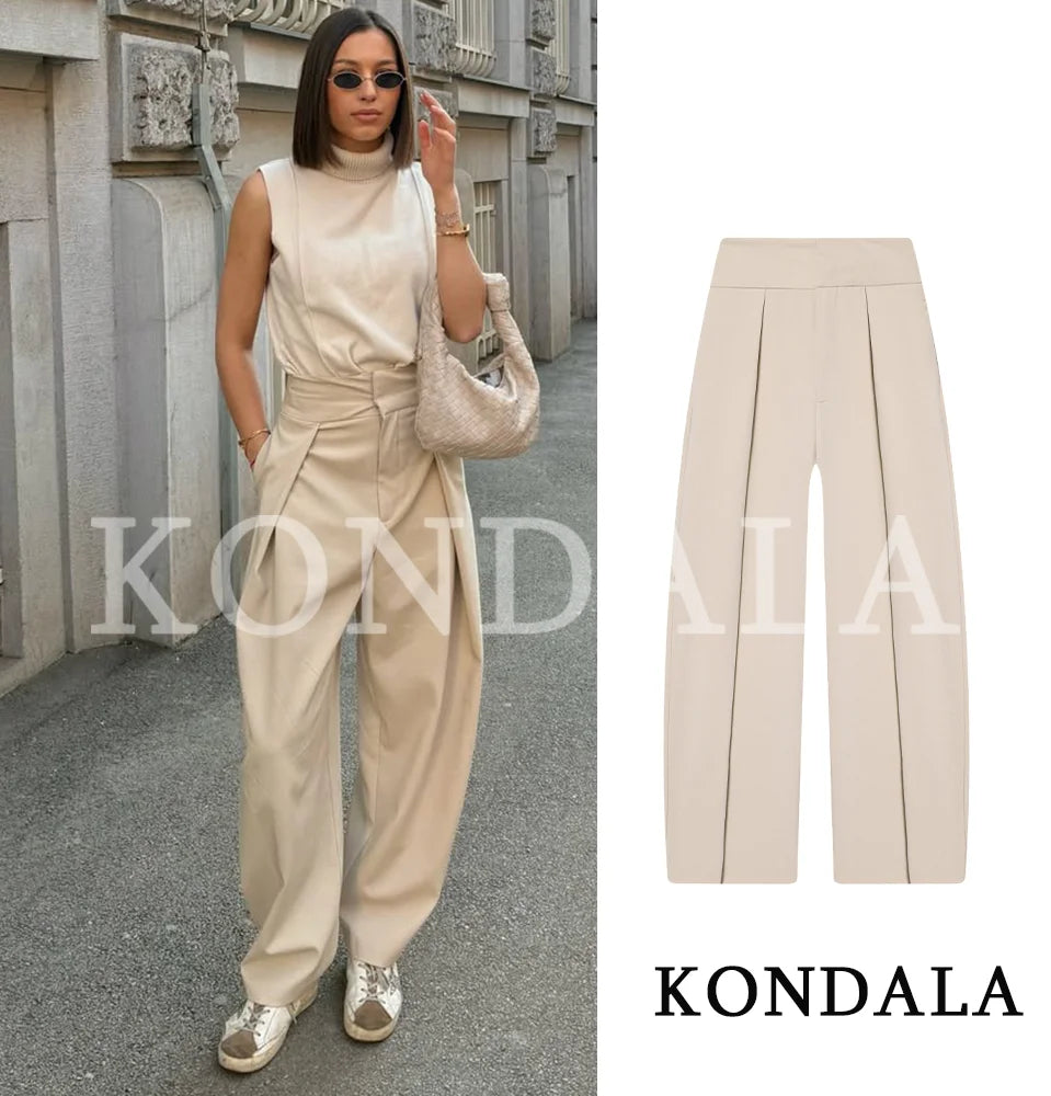 Elegante Balloon-Hose mit Hohem Bund – Plissierter Wide-Leg Schnitt
