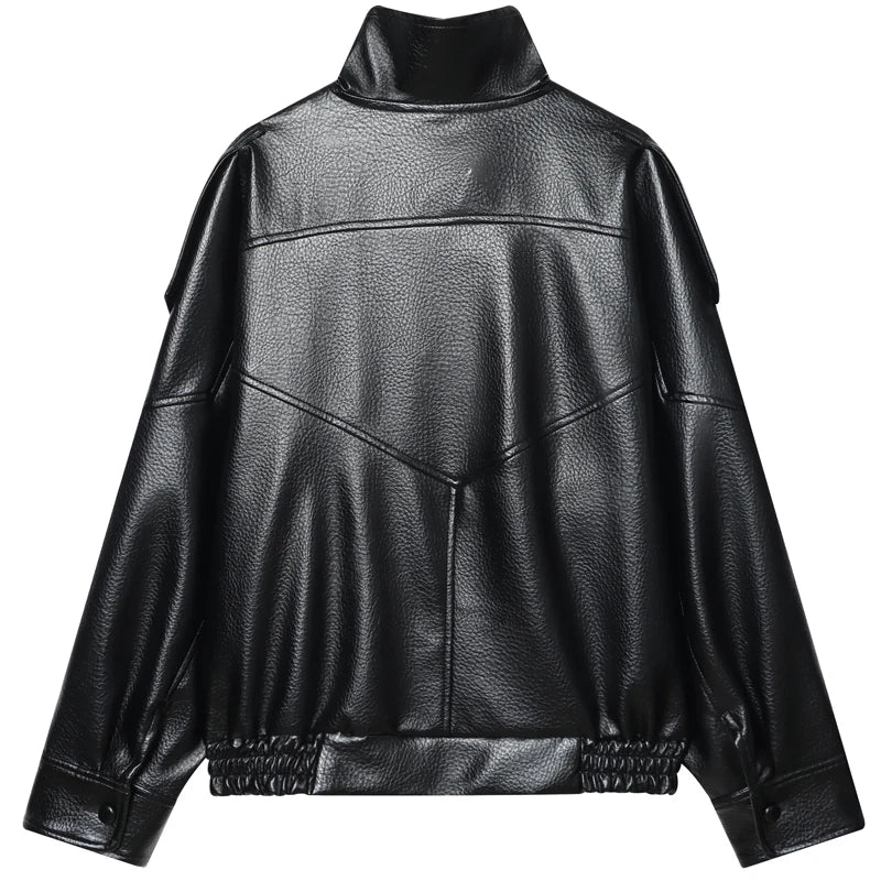 Kunstleder-Bomberjacke Motorrad-Stil - JWANOFFIZIELL