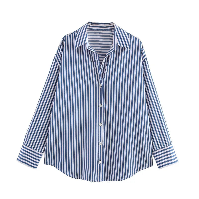 Lässiges Streifenhemd im Loose-Fit – Stylisches Langarm-Popeline-Shirt