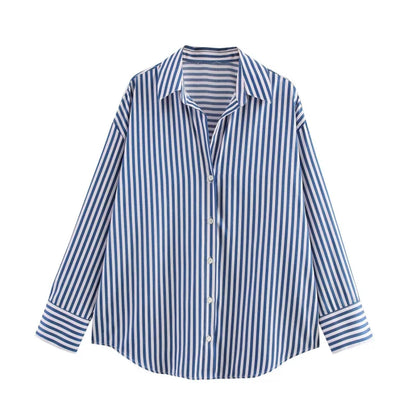 Lässiges Streifenhemd im Loose-Fit – Stylisches Langarm-Popeline-Shirt