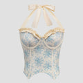 Florales Korsett Top in Blau - JWANOFFIZIELL