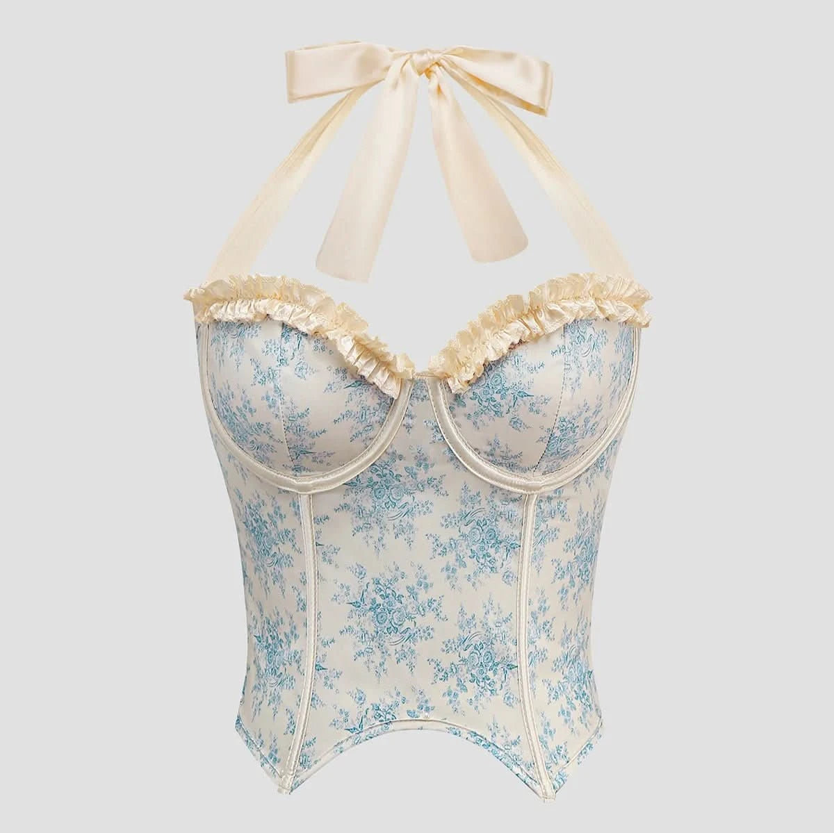Florales Korsett Top in Blau - JWANOFFIZIELL