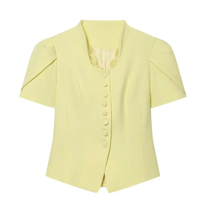 Puffärmel Spitzen-Blazer