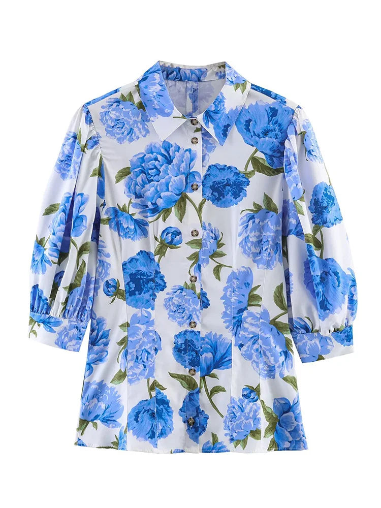 Popeline-Hemd mit Blauem Print - JWANOFFIZIELL