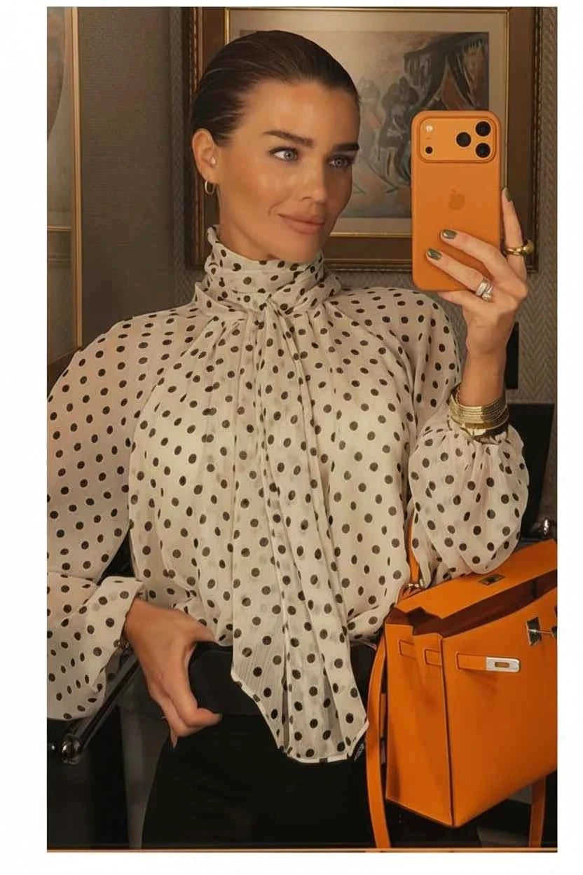 Polka-Dot-Bluse Schleife - JWANOFFIZIELL