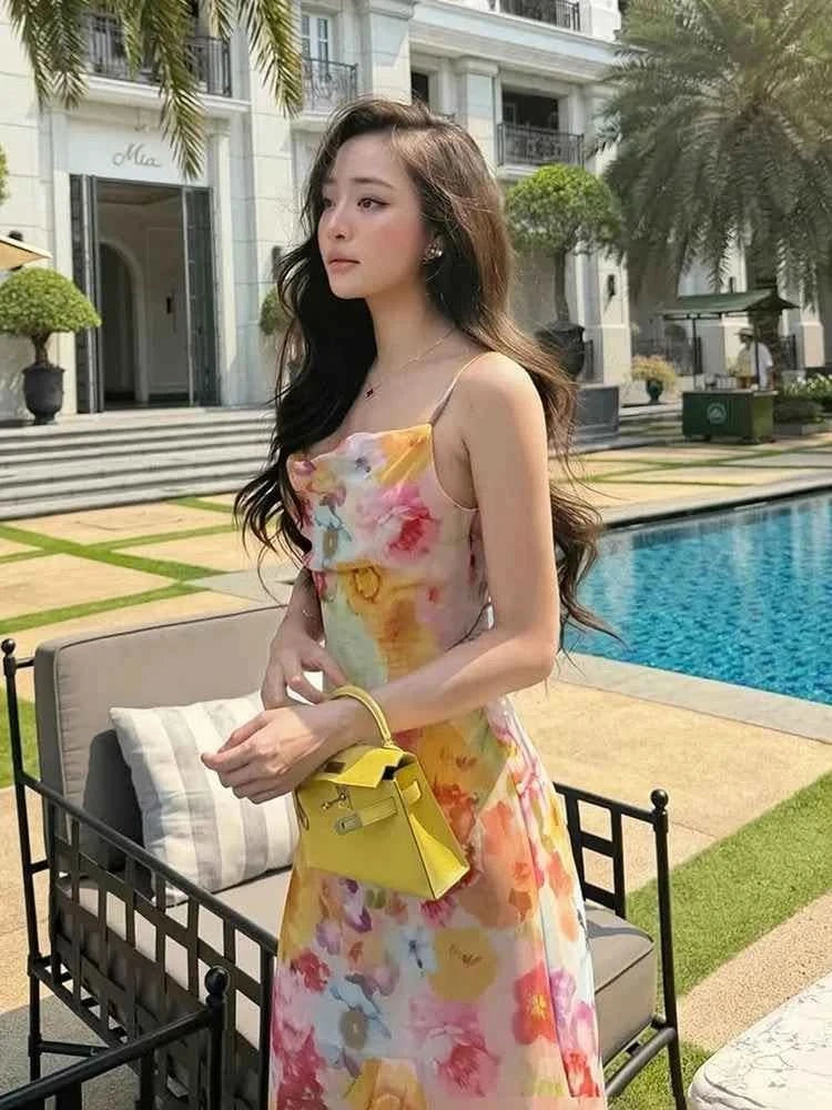 Blumen Maxi Trägerkleid - JWANOFFIZIELL