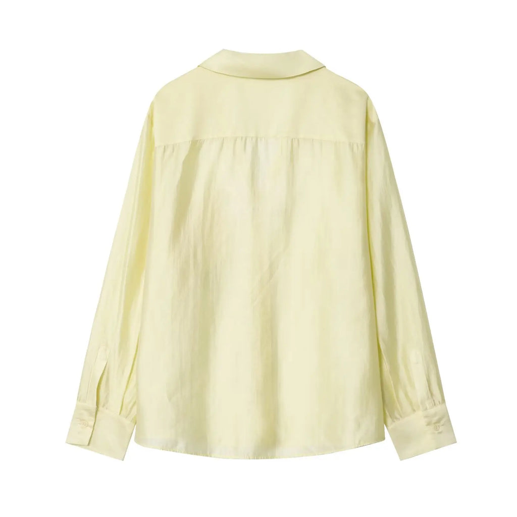 Bestickte Transparente Bluse mit Reverskragen - JWANOFFIZIELL