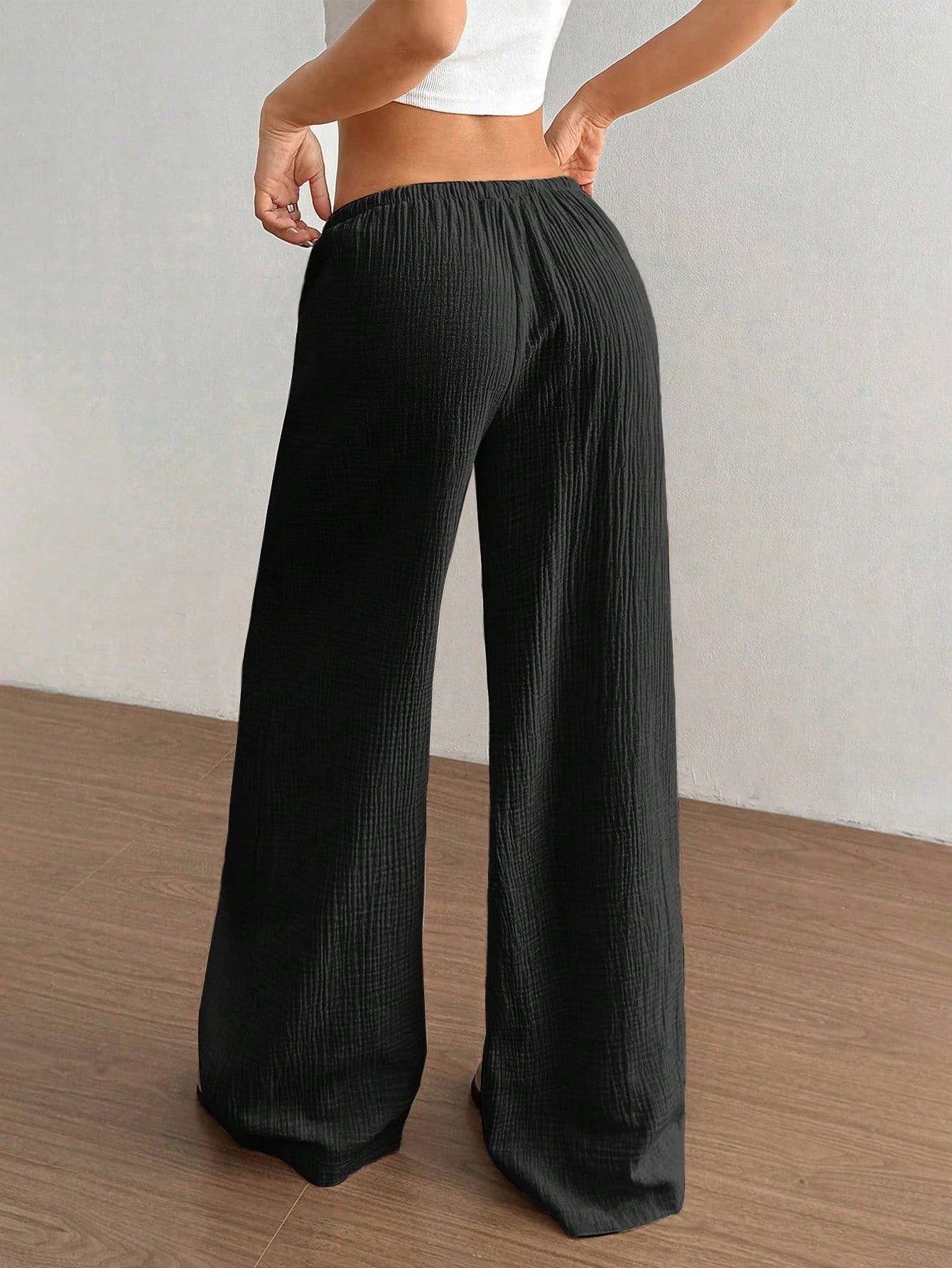 Lässige Straight-Leg Hose Damen – Kordelzug Elastischer Bund Streetwear