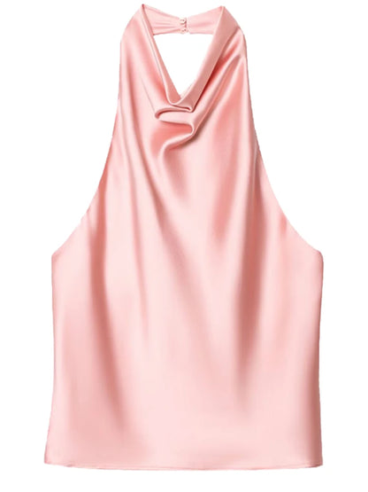 Damen Halter Satin Korsett Top Rückenfrei Elegant