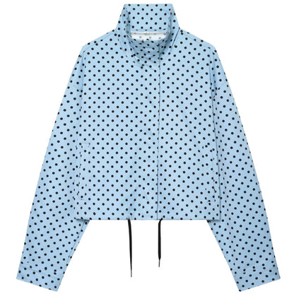 Damen Oversized Polka Dot Bomber Jacke Crop Zip-Up