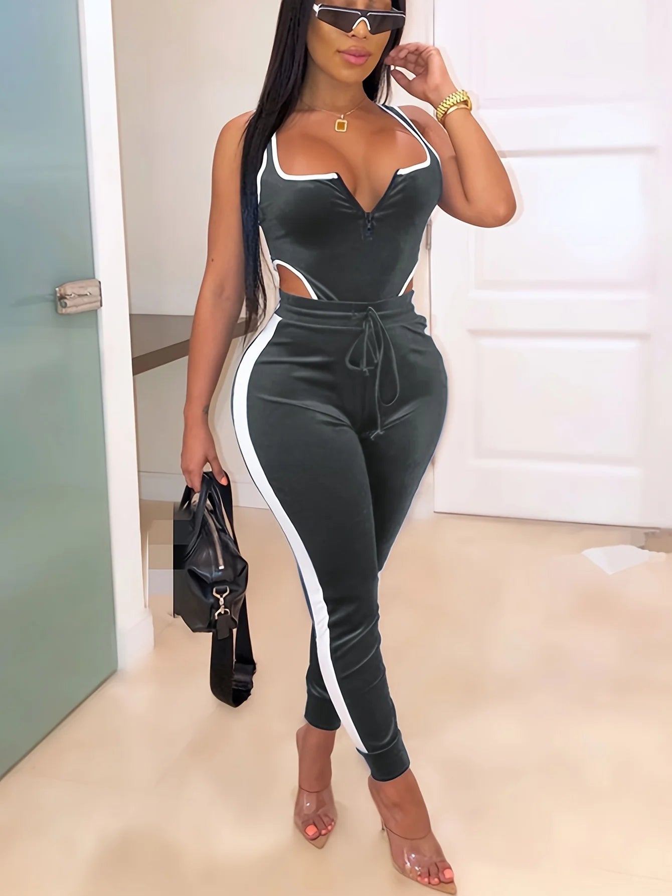 Cut-Out Body & High-Waist Hose Bodycon-Set - JWANOFFIZIELL
