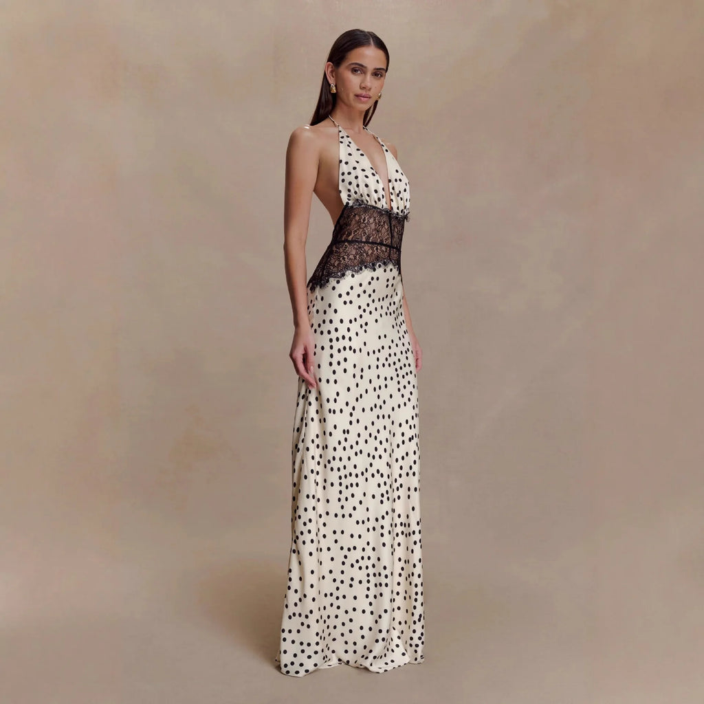 Polka-Dot Maxikleid Rückenfrei - JWANOFFIZIELL