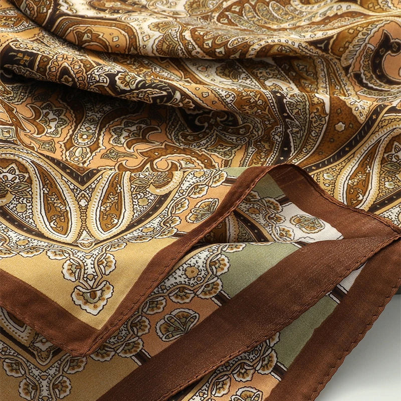 Luxuriöses Satin-Seidentuch Damen – Quadratisches Markentuch mit Blumenmuster