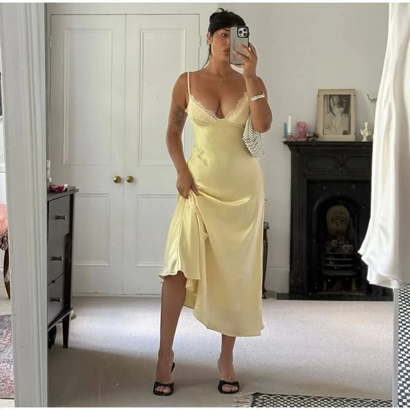 Spitzen Rückenfrei Kleid