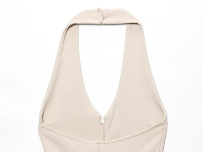 Eleganter Langer Jumpsuit Damen – Ärmellos Rückenfrei Ausgestelltes Bein Sommer
