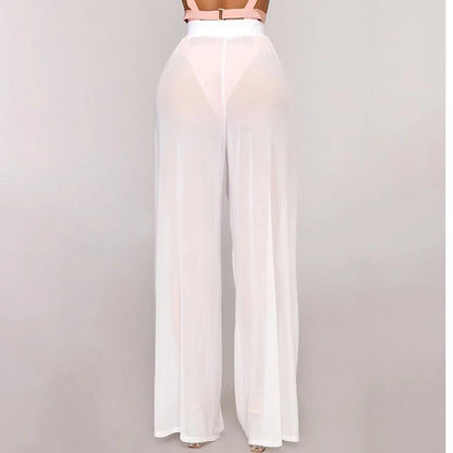 Transparente Mesh-Strandhose Damen – High-Waist Loose Fit Beach Cover-Up Sommer