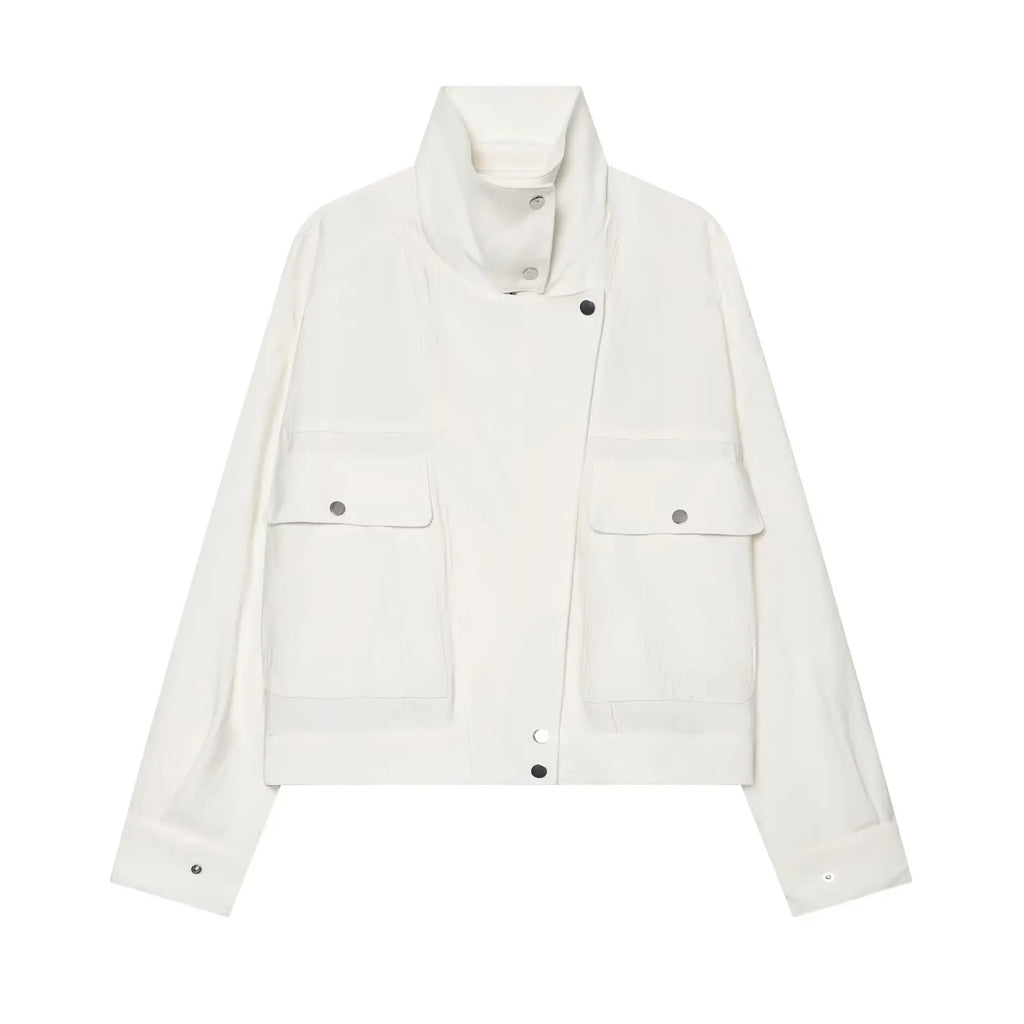 Cropped Jacke Stehkragen Weiß - JWANOFFIZIELL