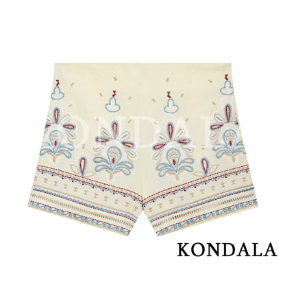 Elegantes Stickerei-Set – Lässiges Hemd & Mini-Shorts für den Sommer