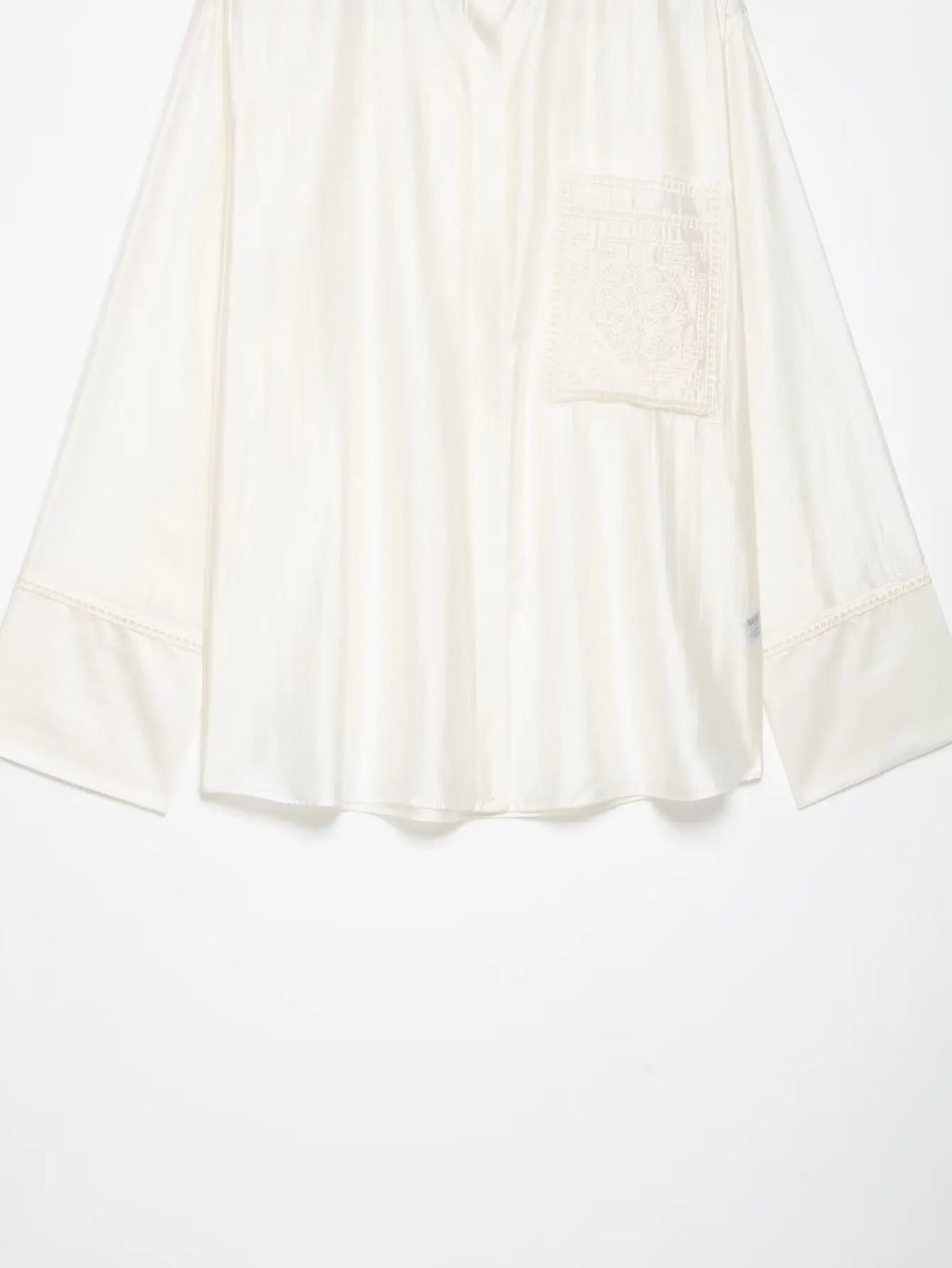 Bestickte Satin-Bluse mit Stehkragen - JWANOFFIZIELL