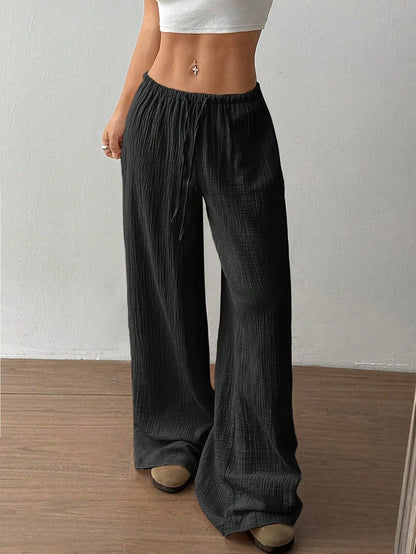 Lässige Straight-Leg Hose Damen – Kordelzug Elastischer Bund Streetwear