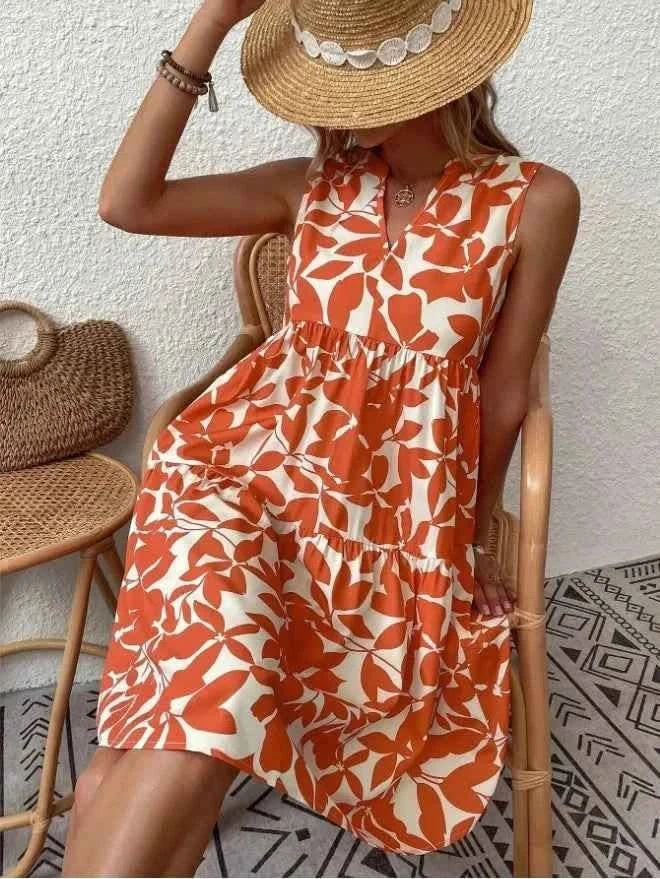 Boho Print Sommerkleid in Orange - JWANOFFIZIELL