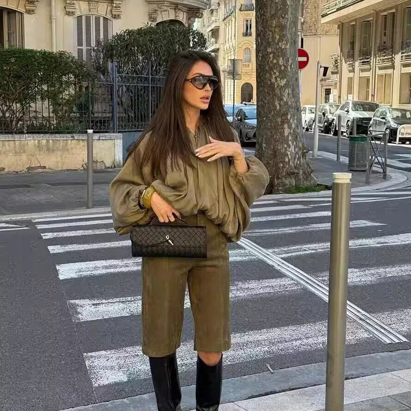 Damen Oversized Bomber Jacke mit Reißverschluss Vintage