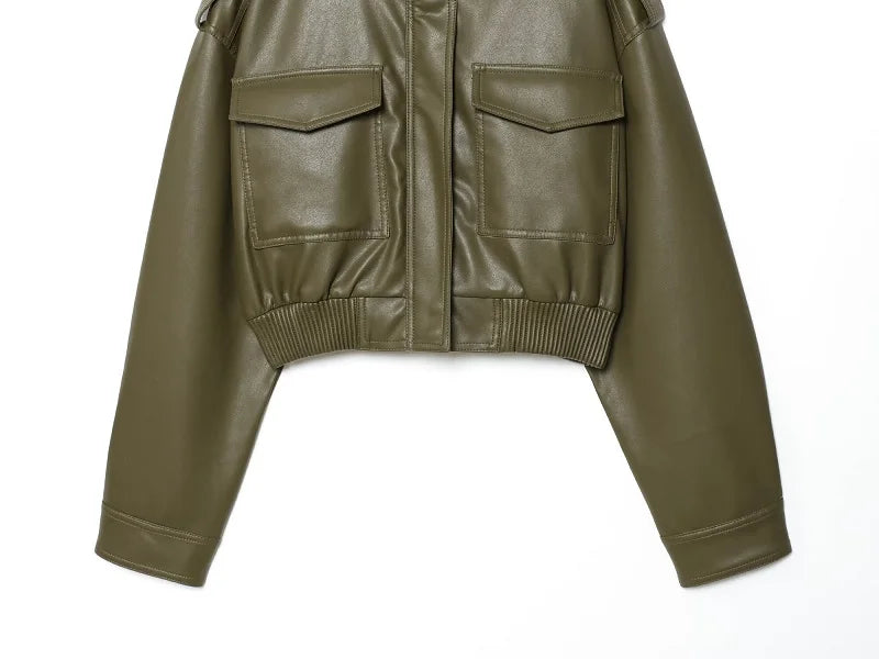 Kunstleder-Bomberjacke Cropped - JWANOFFIZIELL