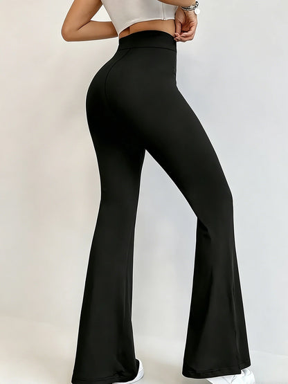 High-Waist-Yoga-Schlaghose Damen – Seitenschlitz Figurformend Breathable Streetwear